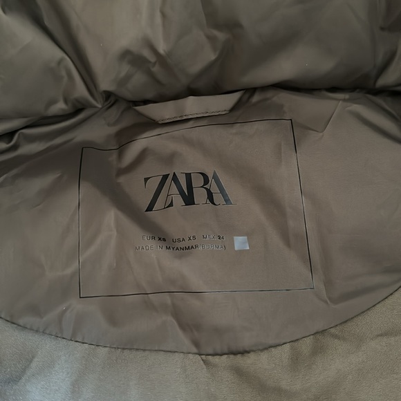 ZARA WATER REPELLENT PUFFER VEST KHAKI TAUPE BROWN JACKET COAT 8372/764/505 - Picture 10 of 14